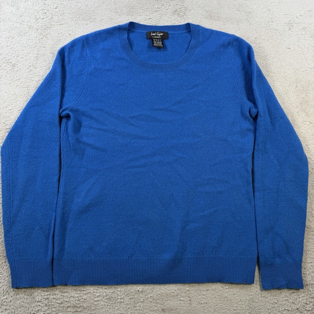 Lord & Taylor Sweater Womens Medium Blue 100% Cashmere Crewneck Lightweight Soft